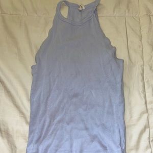 Blue garage halter top